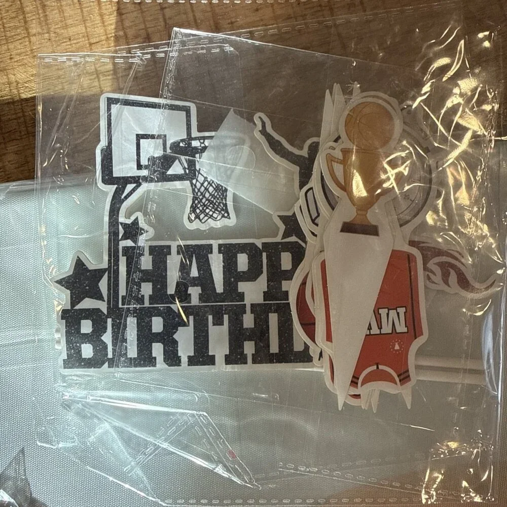 Basketball Theme Birthday Banner party decorations Poster Cake Toppers Table